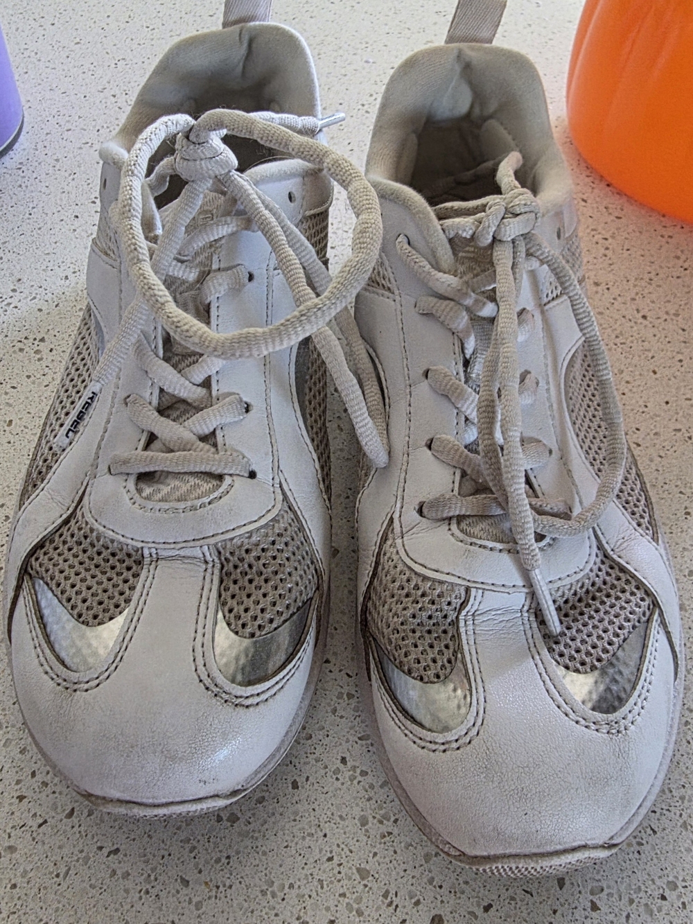 Women's White Mesh & Leather Athletic Sneakers